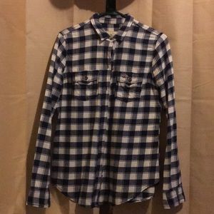 Hollister plaid blue and white button up